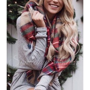 Best seller! Beige plaid oversized blanket scarves